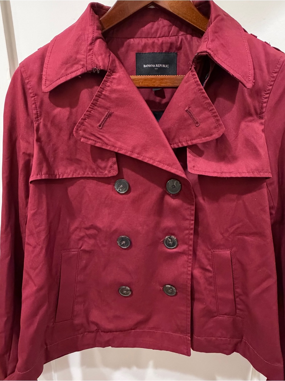 Banana Republic Women's Wine Red Double-Breasted Trench Coat
